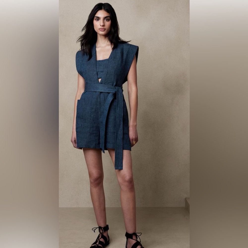 Banana Republic Blue Maxine Linen Playsuit NWT